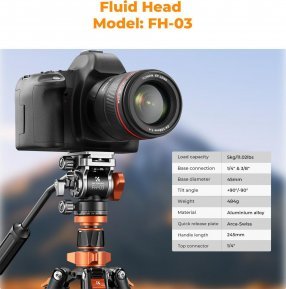 Statyw K&F Statyw video K&F Concept K234A7 z głowicą FH-03 3