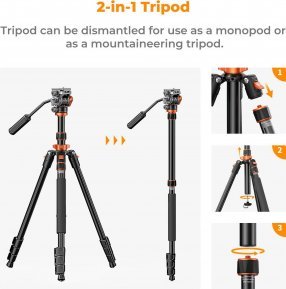 Statyw K&F Statyw video K&F Concept K234A7 z głowicą FH-03 6