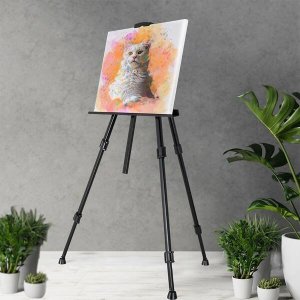 Elpio evalet de pictor pliabil cu geant, reglabil pe nlime, metal, negru 2