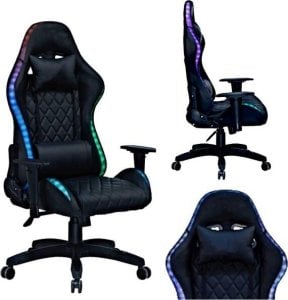 Fotel HiTech FOTEL GAMINGOWY DLA GRACZA OBROTOWY KUBEŁKOWY ERGONOMICZNY RGB 1