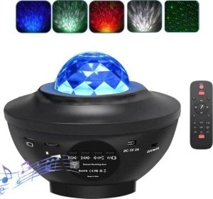 Lampki choinkowe PROJEKTOR GWIAZD MUZYCZNY LAMPKA NOCNA STAR LED USB+PILOT 12