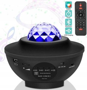 Lampki choinkowe PROJEKTOR GWIAZD MUZYCZNY LAMPKA NOCNA STAR LED USB+PILOT 7