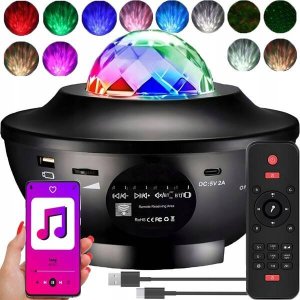 Lampki choinkowe PROJEKTOR GWIAZD MUZYCZNY LAMPKA NOCNA STAR LED USB+PILOT 10