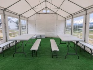 Springos ŁAWKA SKŁADANA W WALIZKĘ 180 CM CATERINGOWA BANKIETOWA OGRODOWA 9