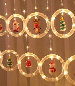 KURTYNA LED GIRLANDA NA OKNO FIGURKI ŚWIĄTECZNE DEKORACJA OKIENNA 11