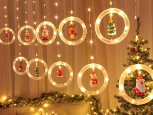 KURTYNA LED GIRLANDA NA OKNO FIGURKI ŚWIĄTECZNE DEKORACJA OKIENNA 13
