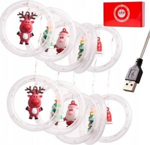 KURTYNA LED GIRLANDA NA OKNO FIGURKI ŚWIĄTECZNE DEKORACJA OKIENNA 2