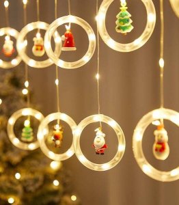 KURTYNA LED GIRLANDA NA OKNO FIGURKI ŚWIĄTECZNE DEKORACJA OKIENNA 4