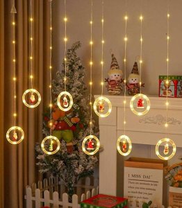 KURTYNA LED GIRLANDA NA OKNO FIGURKI ŚWIĄTECZNE DEKORACJA OKIENNA 5