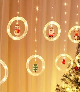 KURTYNA LED GIRLANDA NA OKNO FIGURKI ŚWIĄTECZNE DEKORACJA OKIENNA 6
