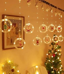 KURTYNA LED GIRLANDA NA OKNO FIGURKI ŚWIĄTECZNE DEKORACJA OKIENNA 7