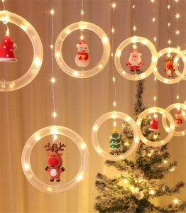 KURTYNA LED GIRLANDA NA OKNO FIGURKI ŚWIĄTECZNE DEKORACJA OKIENNA 8