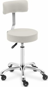 Physa Krzesło taboret hoker kosmetyczny z oparciem na kółkach do 150 kg WELLS beżowy Krzesło taboret hoker kosmetyczny z oparciem na kółkach do 150 kg WELLS beżowy 2