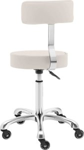 Physa Krzesło taboret hoker kosmetyczny z oparciem na kółkach do 150 kg WELLS beżowy Krzesło taboret hoker kosmetyczny z oparciem na kółkach do 150 kg WELLS beżowy 5