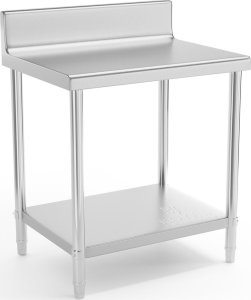 Royal Catering Stół blat roboczy stalowy nierdzewny przyścienny z rantem i półką 80x60cm Stół blat roboczy stalowy nierdzewny przyścienny z rantem i półką 80x60cm 2