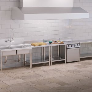 Royal Catering Stół blat roboczy stalowy nierdzewny przyścienny z rantem i półką 80x60cm Stół blat roboczy stalowy nierdzewny przyścienny z rantem i półką 80x60cm 5