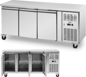 Royal Catering Stół chłodniczy gastronomiczny na kółkach 3 komory 410 l 179x70x85 cm Stół chłodniczy gastronomiczny na kółkach 3 komory 410 l 179x70x85 cm 1