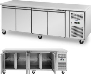 Royal Catering Stół chłodniczy gastronomiczny na kółkach 4 komory 550 l 223x70x85 cm Stół chłodniczy gastronomiczny na kółkach 4 komory 550 l 223x70x85 cm 1