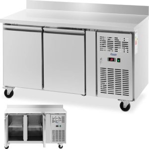 Royal Catering Stół chłodniczy gastronomiczny z rantem na kółkach 2 komory 260 l 136x70x95 cm Stół chłodniczy gastronomiczny z rantem na kółkach 2 komory 260 l 136x70x95 cm 1