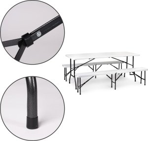 ModernHome Zestaw cateringowy stół bankietowy 180cm 2 ławki biały ModernHome 11