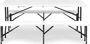 ModernHome Zestaw cateringowy stół bankietowy 180cm 2 ławki biały ModernHome 2