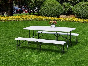 ModernHome Zestaw cateringowy stół bankietowy 180cm 2 ławki biały ModernHome 9