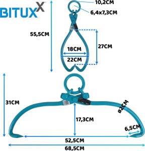 Bituxx Chwytak do drewna 450mm 680kg samozaciskowe kleszcze do pni Bituxx 20