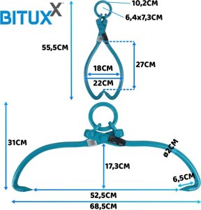 Bituxx Chwytak do drewna 450mm 680kg samozaciskowe kleszcze do pni Bituxx 2