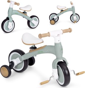 Ecotoys Rower rowerek biegowy z pedałami - treningowy kółka boczne 3W1 zielony ECOTOYS 1