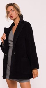 MOE M808 Krótki płaszcz z włosem - czarny (kolor czarny, rozmiar S/M) 5