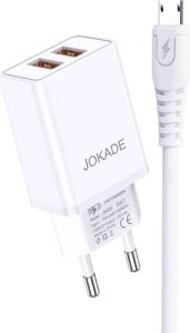 Ładowarka Jokade Ładowarka Sieciowa 5V/3A (2x USB) + Kabel 1m (USB - microUSB) Jokade Liangzi Dual Port Smart EU Charger Set (JB024) biała 1