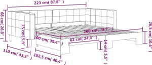 vidaXL Sofa rozsuwana, ciemnoszara, 100x200 cm, aksamit 11