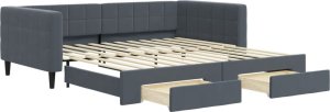 vidaXL Sofa rozsuwana z szufladami, ciemnoszara, 100x200 cm, aksamit 2