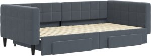 vidaXL Sofa rozsuwana z szufladami, ciemnoszara, 100x200 cm, aksamit 3