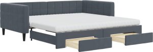 vidaXL Sofa rozsuwana z szufladami, ciemnoszara, 100x200 cm, aksamit 2