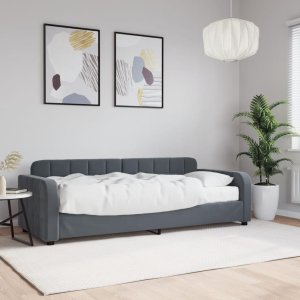 vidaXL Sofa z materacem do spania, ciemnoszara, 80x200 cm, aksamit 1