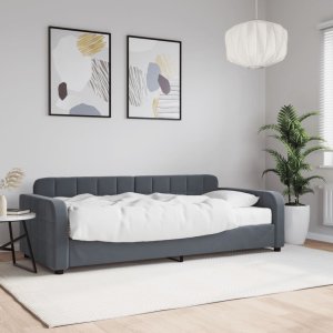 vidaXL Sofa z materacem do spania, ciemnoszara, 90x200 cm, aksamit 1