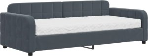 vidaXL Sofa z materacem do spania, ciemnoszara, 90x200 cm, aksamit 2