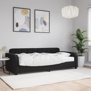 vidaXL Sofa z materacem do spania, czarna, 90x200 cm, aksamit 1