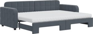 vidaXL Sofa rozsuwana z materacami, ciemnoszara, 80x200 cm, aksamit 2
