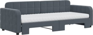 vidaXL Sofa rozsuwana z materacami, ciemnoszara, 80x200 cm, aksamit 3