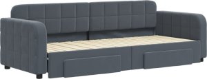 vidaXL Sofa rozsuwana z szufladami, ciemnoszara, 80x200 cm, aksamit 3