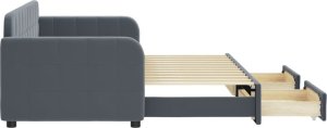 vidaXL Sofa rozsuwana z szufladami, ciemnoszara, 80x200 cm, aksamit 4