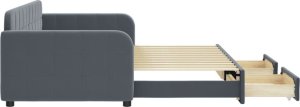 vidaXL Sofa rozsuwana z szufladami, ciemnoszara, 90x200 cm, aksamit 4