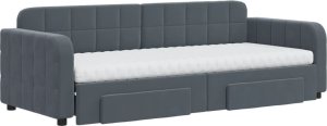 vidaXL Sofa rozsuwana z szufladami, ciemnoszara, 80x200 cm, aksamit 3