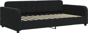 vidaXL Sofa rozsuwana z szufladami, czarna, 90x200 cm, aksamit 4