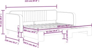 vidaXL Sofa rozsuwana, ciemnoszara, 100x200 cm, aksamit 11