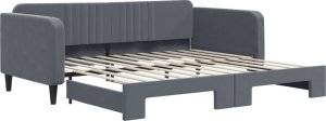 vidaXL Sofa rozsuwana, ciemnoszara, 100x200 cm, aksamit 2