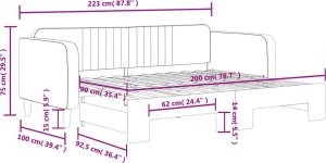 vidaXL Sofa rozsuwana, ciemnoszara, 90x200 cm, aksamit 11