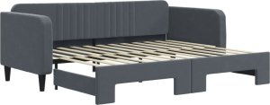 vidaXL Sofa rozsuwana, ciemnoszara, 90x200 cm, aksamit 2